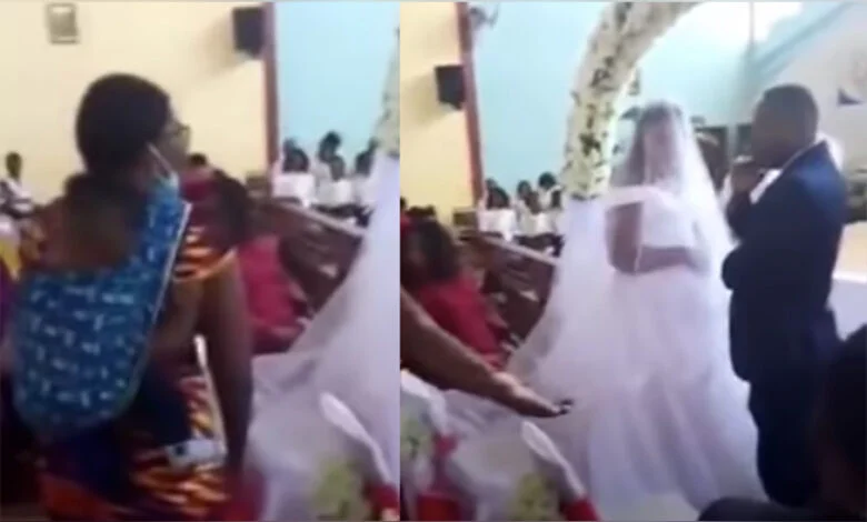 mujer interrumpe la boda de su esposo