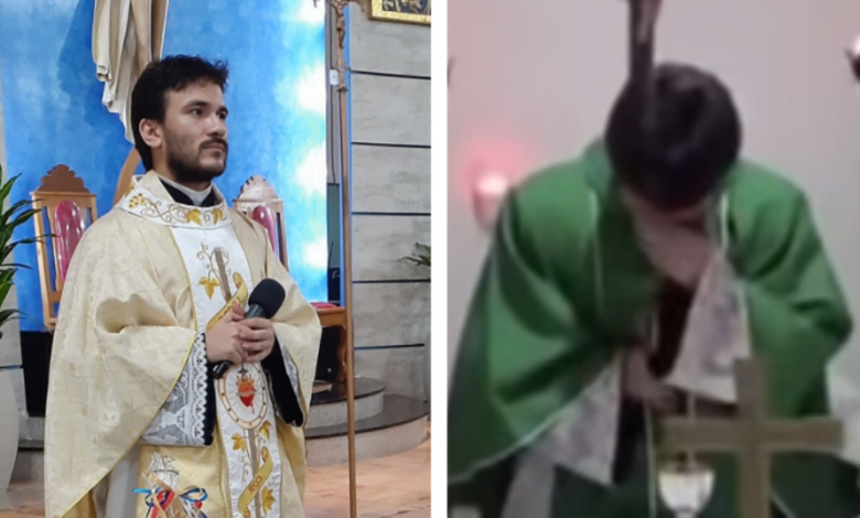 Sacerdote brasileño le da un ataque de risa en plena misa
