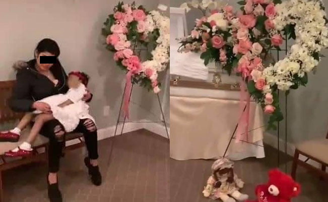 Madre abraza a su hija fallecida en el funeral y sube el video a TikTok